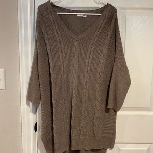 Oversized Grey Cable-knit Sweater